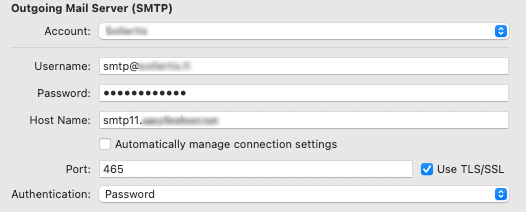 SMTP-asetuksien asettaminen Mac Mailisissa